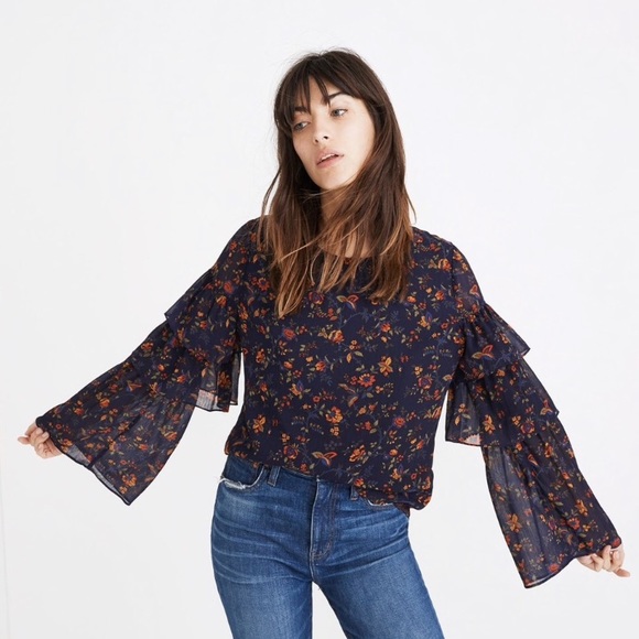 Madewell Tops - Madewell ruffle sleeve top in climbing vine